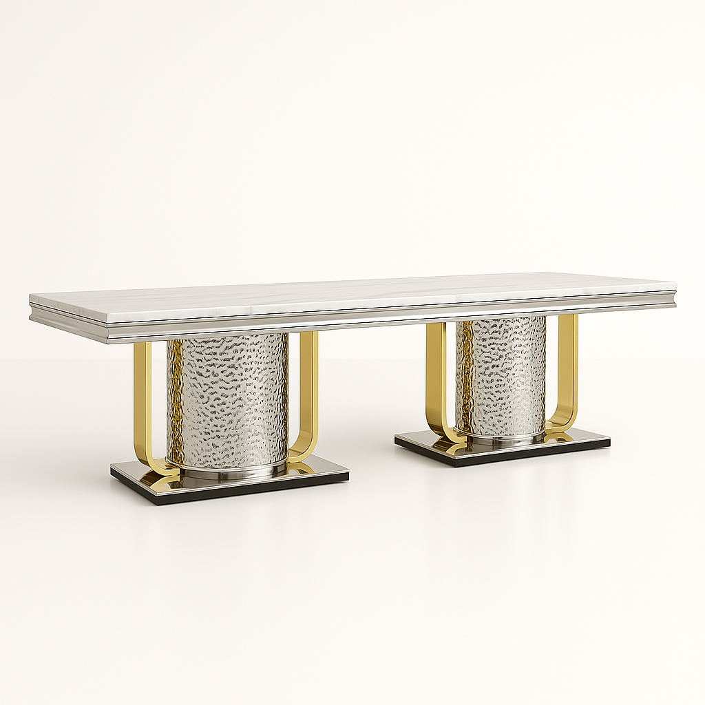 Tv Table Marble Top Stainless Steel Frame Gold And Silver